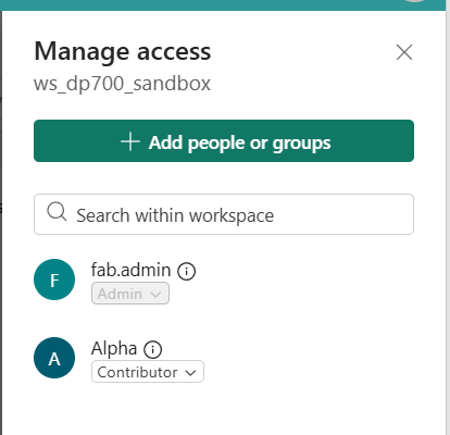 Alpha est maintenant Contributor dans le workspace